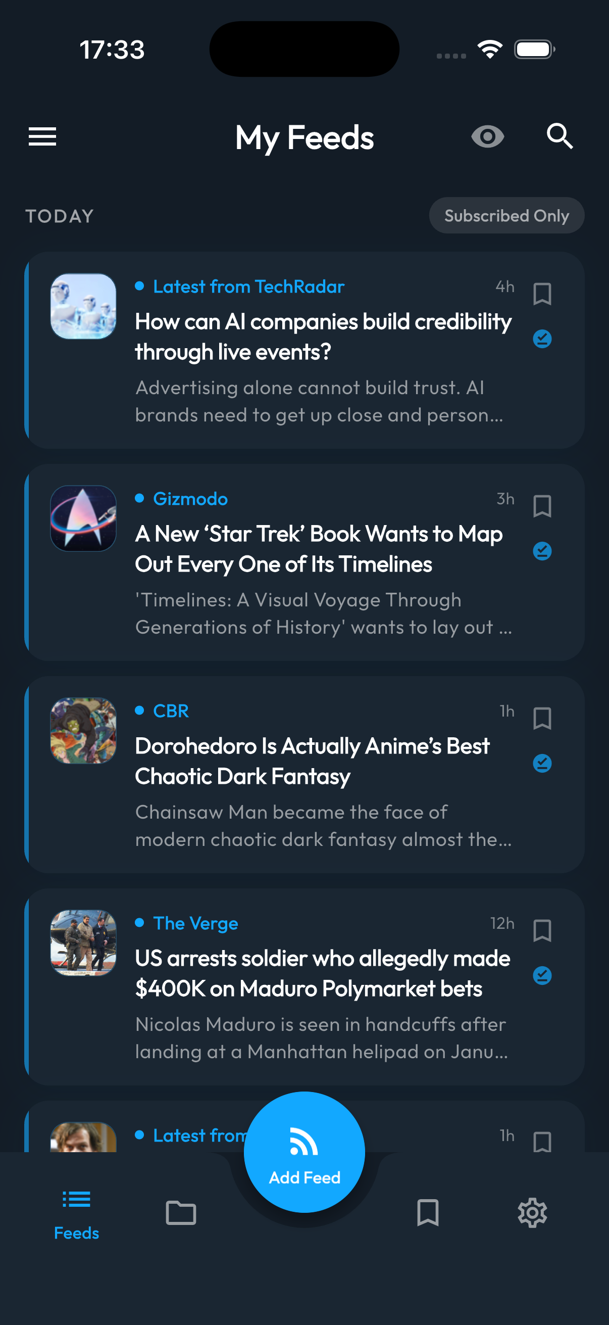 Dark theme feeds