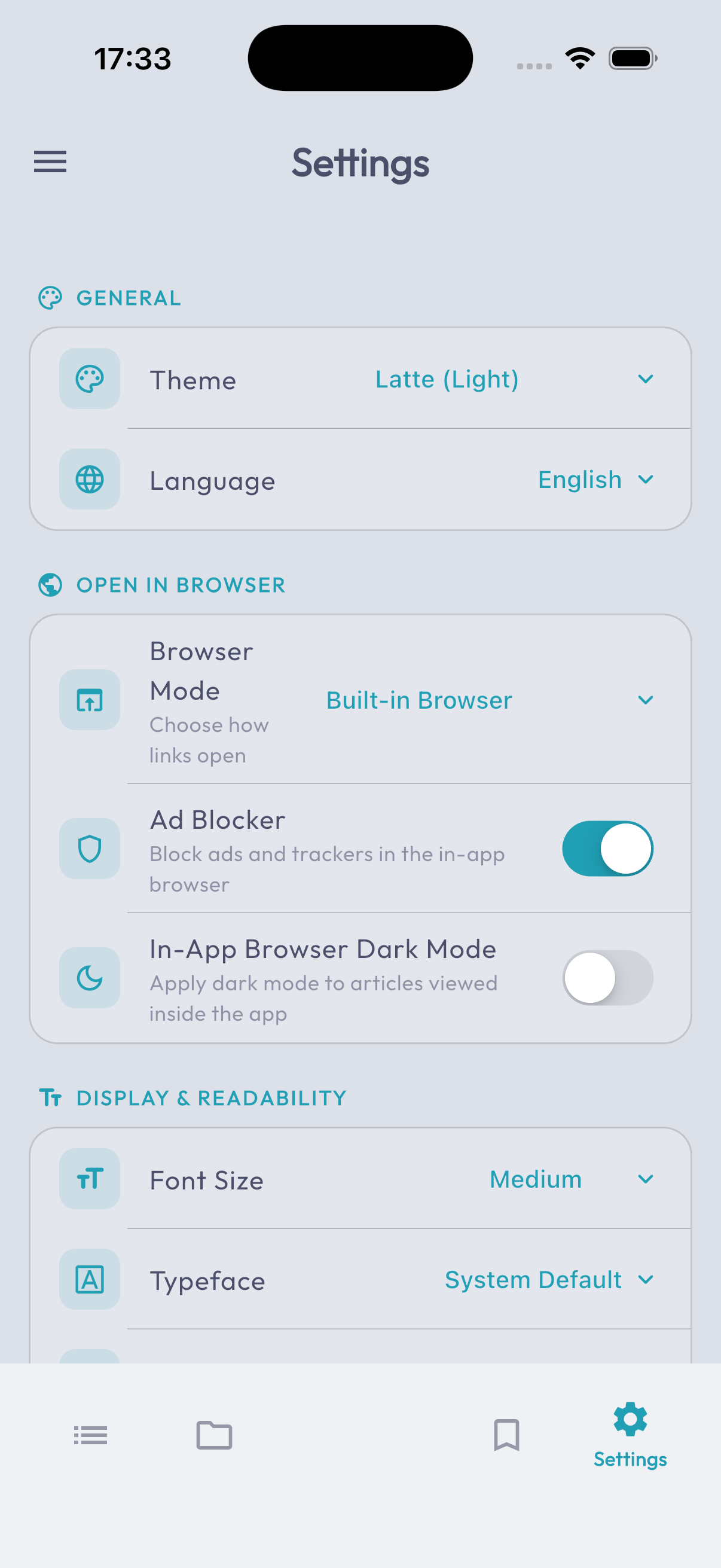 Settings Light